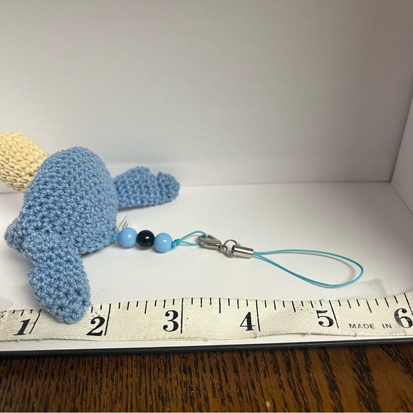 STITCH Blue Knit Mushroom Charm Keychain Tokyo Disney Store Blue - Picture 6 of 9